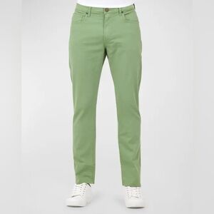 MONFRERE Men's Deniro Light Green Linen Blend Slim Straight Leg Pants Jeans